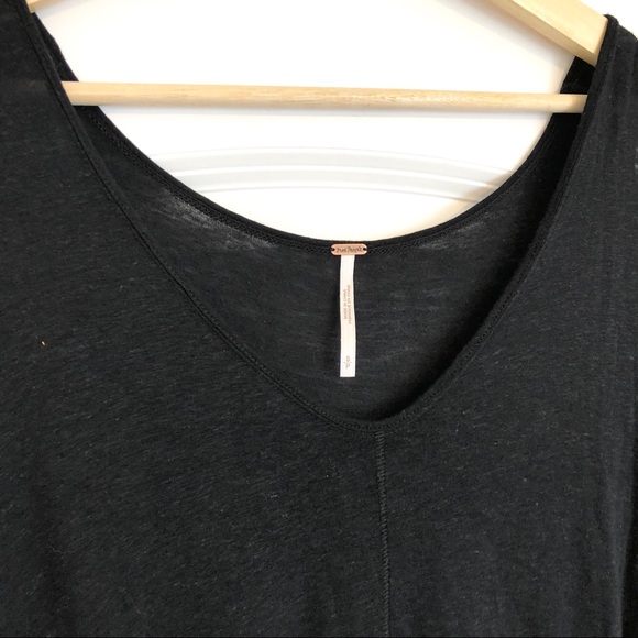 Free People Black Cold Shoulder Short Sleeve Top - Picture 4 of 7